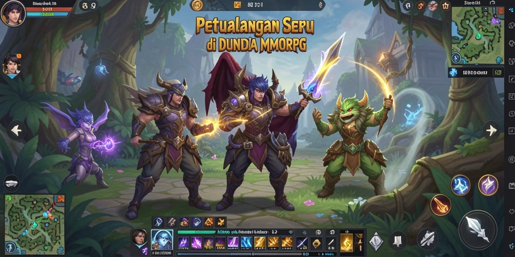 Screenshot utama 8QR menampilkan aksi seru dalam pertempuran MMORPG.