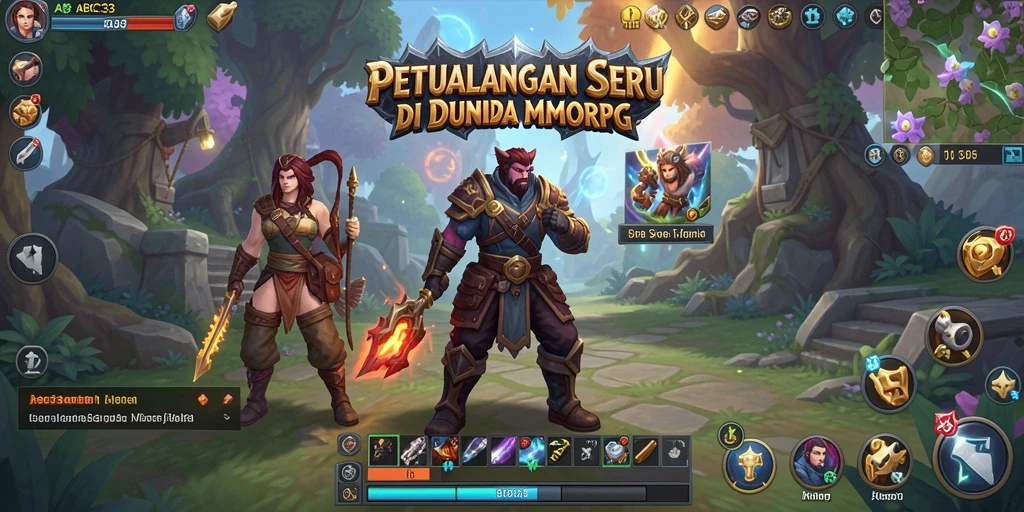Tangkapan layar gameplay ABC33 yang menampilkan pertarungan epik di dunia MMORPG.