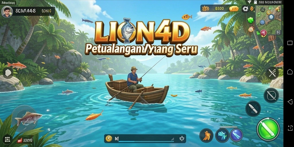 Screenshot gameplay LION4D dengan aksi memancing yang seru.