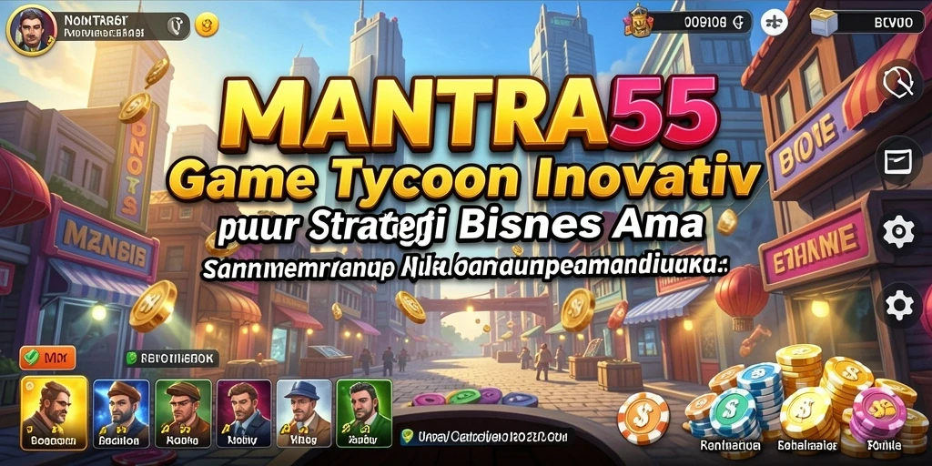 Screenshot gameplay MANTRA55 yang menampilkan pengelolaan bisnis yang seru.