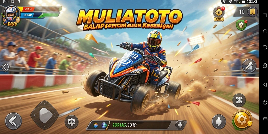 Tampilan gameplay balapan menegangkan dalam MULIATOTO.
